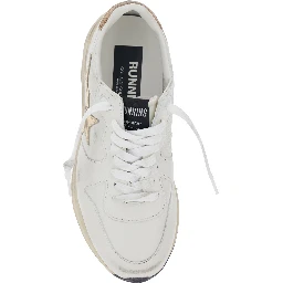 Running Sole White Sneaker with Side Star Detail in Mixed Leather Woman