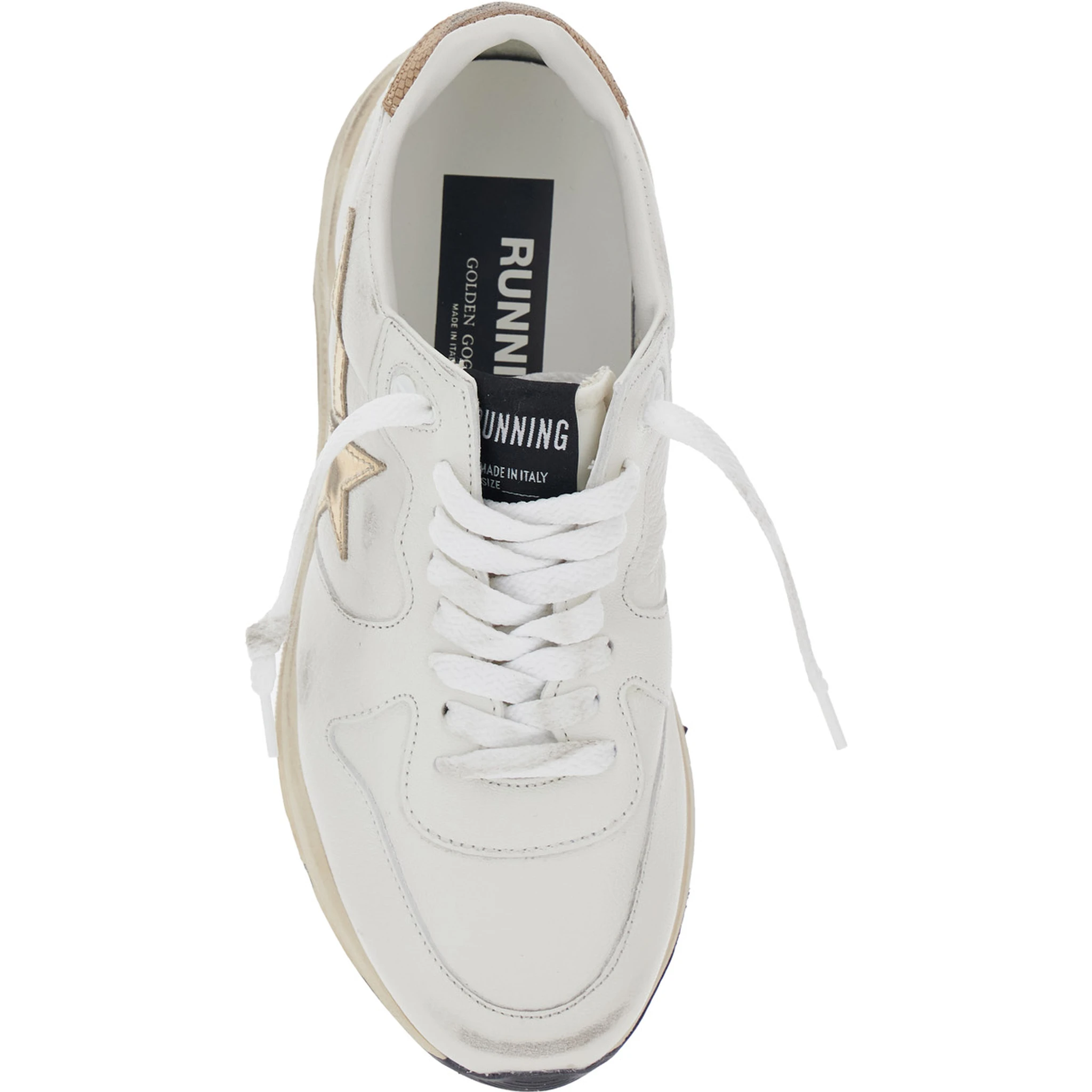 Running Sole White Sneaker with Side Star Detail in Mixed Leather Woman