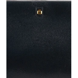 Black Three-Fold Clutch Bag with Twist Lock in Leather Woman