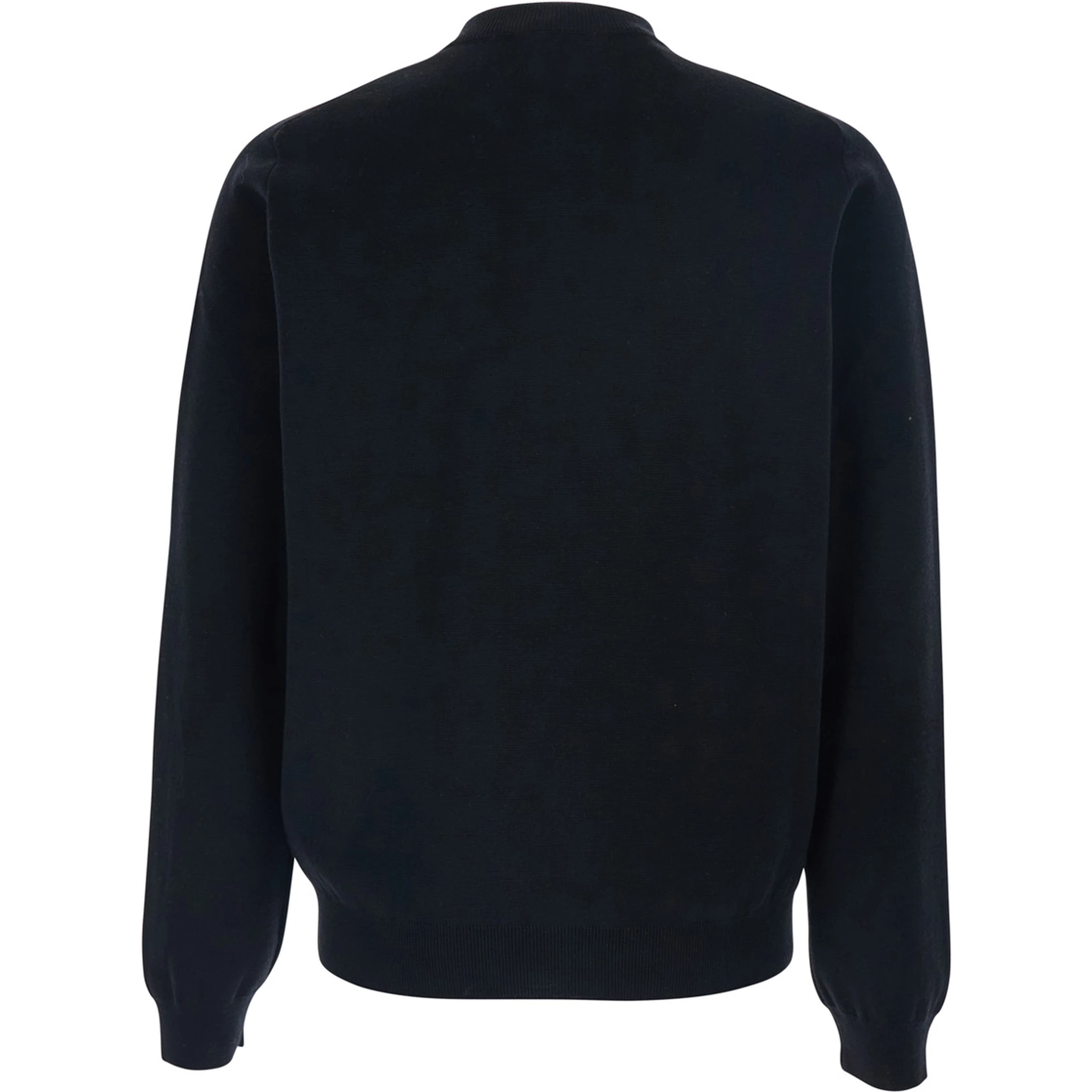 Black Sweatshirt with High Neck and Logo Embroidery on the Front in Wool Man