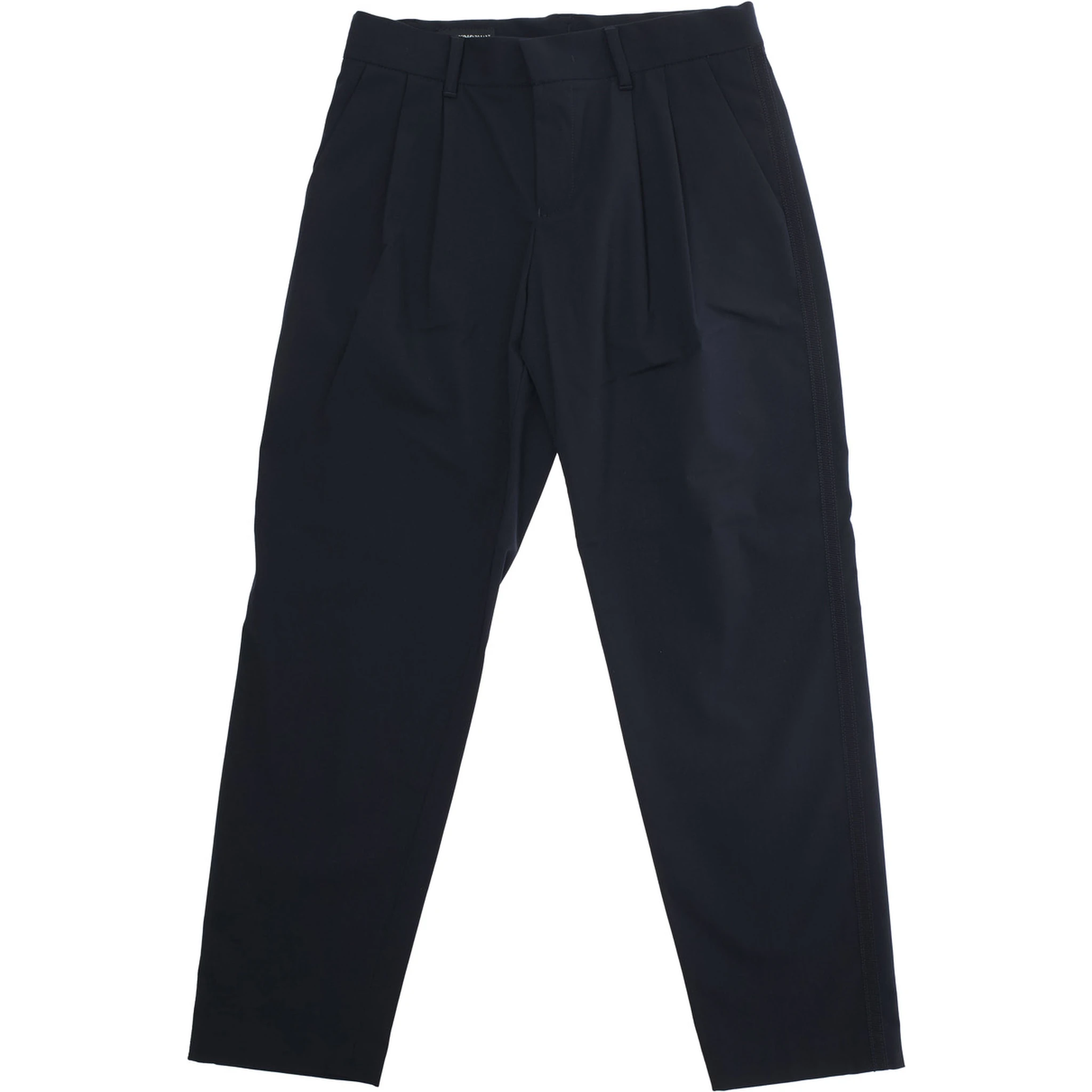 Blue Pants with Belt Loops and Logo Embroidery on the Rear in Viscose Blend Stretch Boy