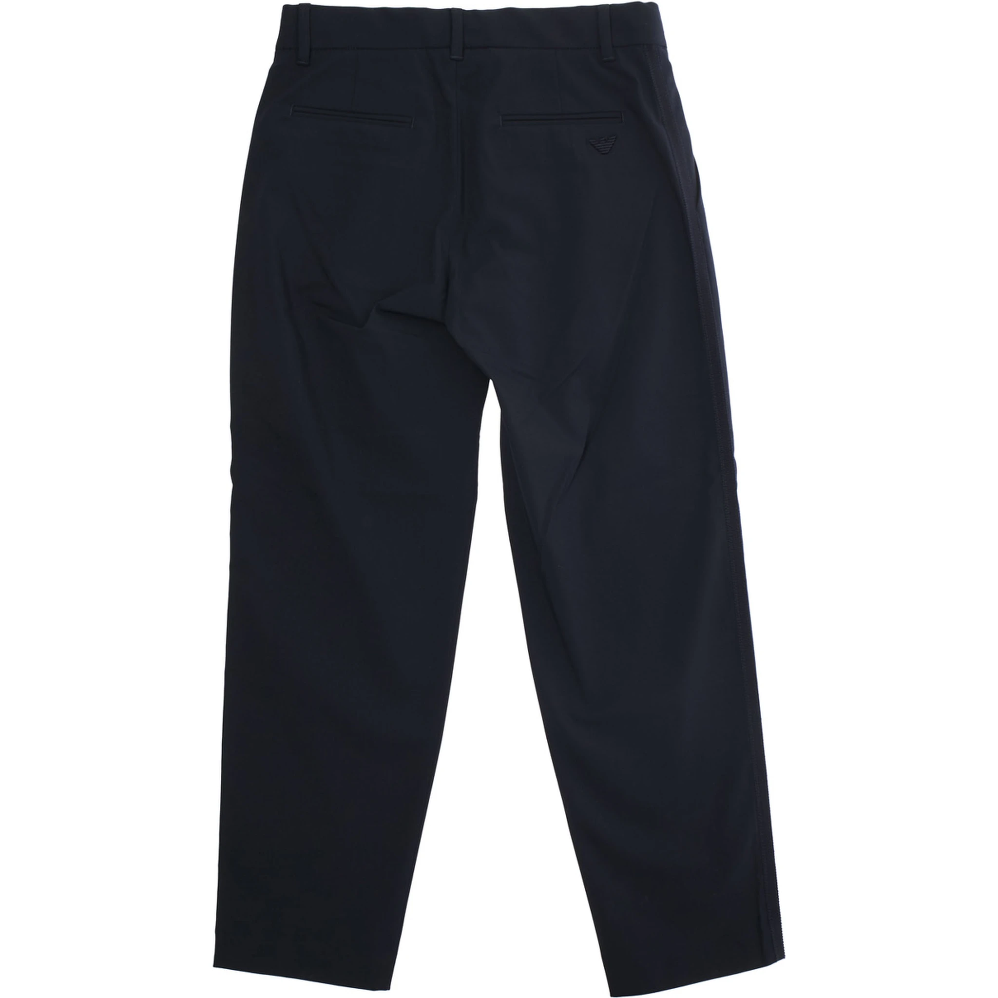 Blue Pants with Belt Loops and Logo Embroidery on the Rear in Viscose Blend Stretch Boy