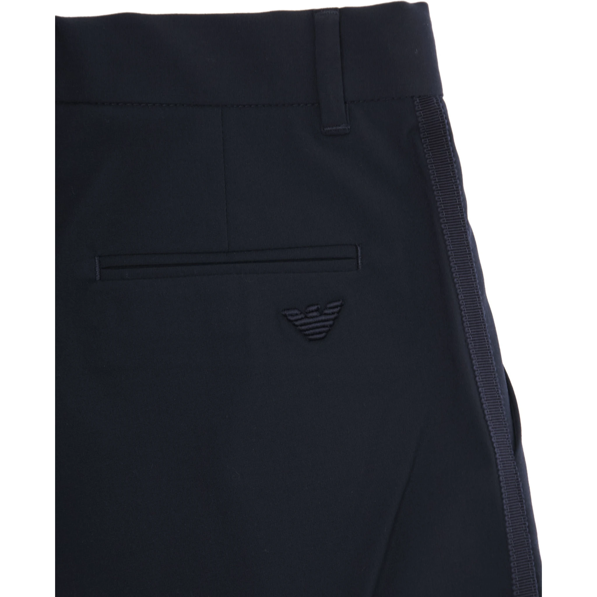 Blue Pants with Belt Loops and Logo Embroidery on the Rear in Viscose Blend Stretch Boy