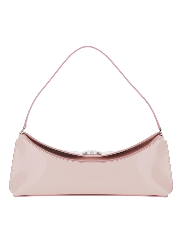 Le Calisso Pink Shoulder Bag with Engraved Snap Button in Leather Woman