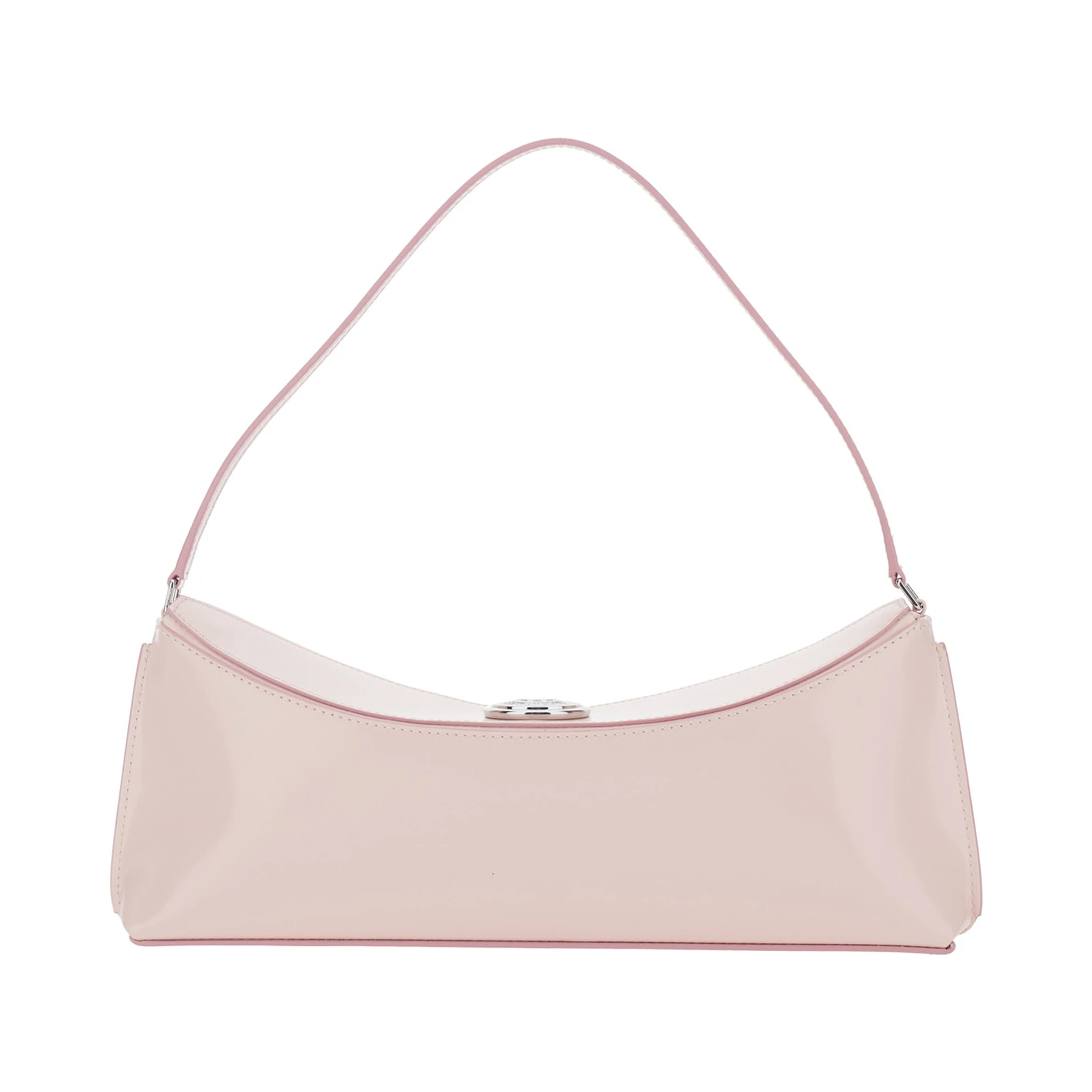 Le Calisso Pink Shoulder Bag with Engraved Snap Button in Leather Woman
