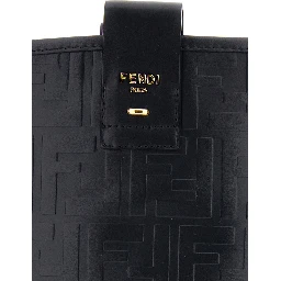 Black Knee-High Boots with All-Over Embossed FF Motif in Leather Woman