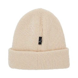White Beanie with Logo Patch on the Front in Wool Woman