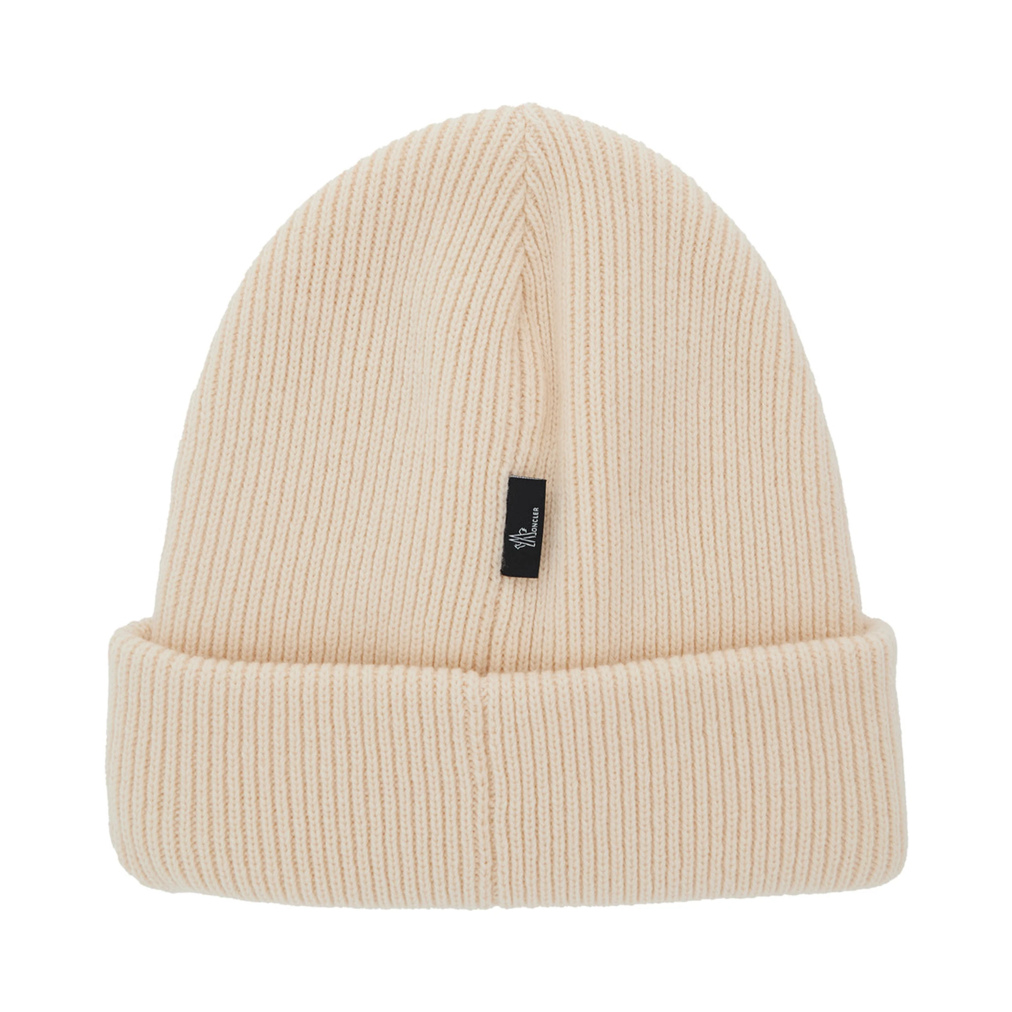 White Beanie with Logo Patch on the Front in Wool Woman