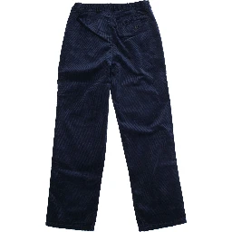 Blue Pants with Logo Patch on the Front and Elastic Waist in Corduroy Boy