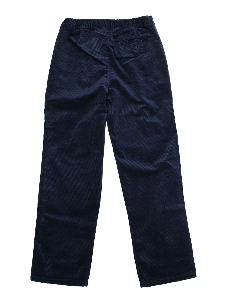 Blue Pants with Logo Patch on the Front and Elastic Waist in Corduroy Boy alternative