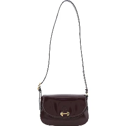 Bordeaux Crossbody Bag with Adjustable Shoulder Strap and Plaque on the Front in Leather Woman