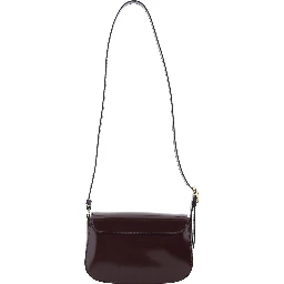 Bordeaux Crossbody Bag with Adjustable Shoulder Strap and Plaque on the Front in Leather Woman