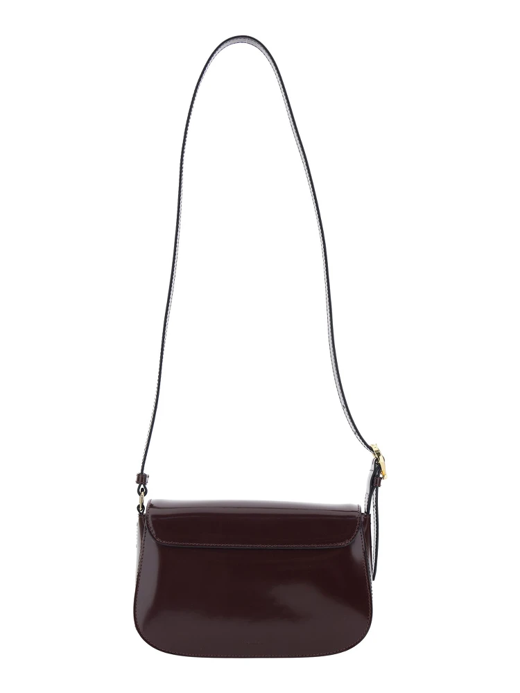 Bordeaux Crossbody Bag with Adjustable Shoulder Strap and Plaque on the Front in Leather Woman alternative