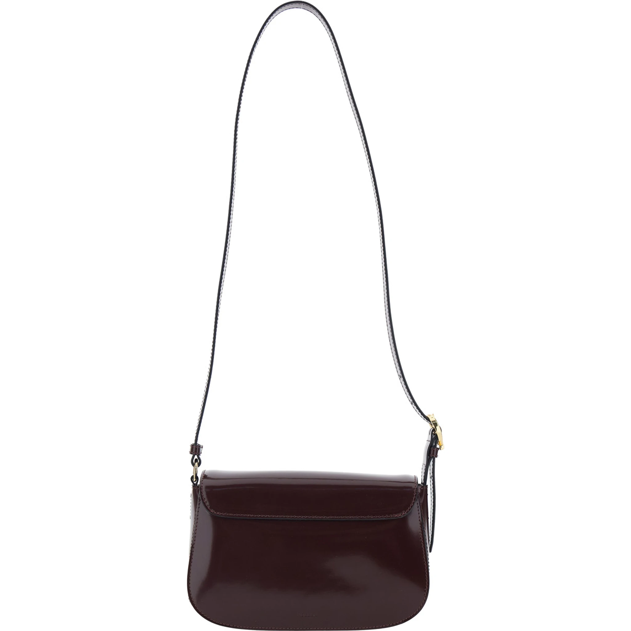 Bordeaux Crossbody Bag with Adjustable Shoulder Strap and Plaque on the Front in Leather Woman