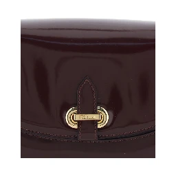 Bordeaux Crossbody Bag with Adjustable Shoulder Strap and Plaque on the Front in Leather Woman