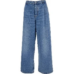 Blue Jeans with Belt Loops and Wide Leg in Denim Man