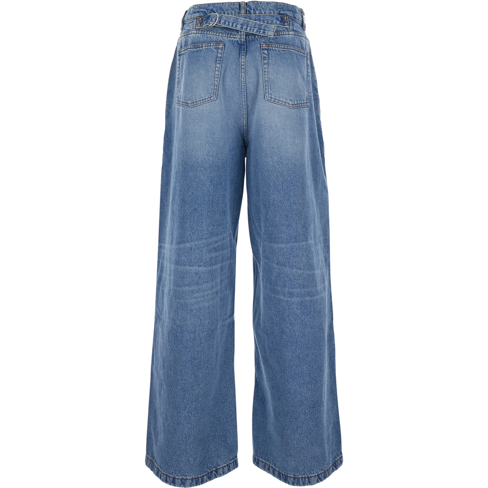Blue Jeans with Belt Loops and Wide Leg in Denim Man