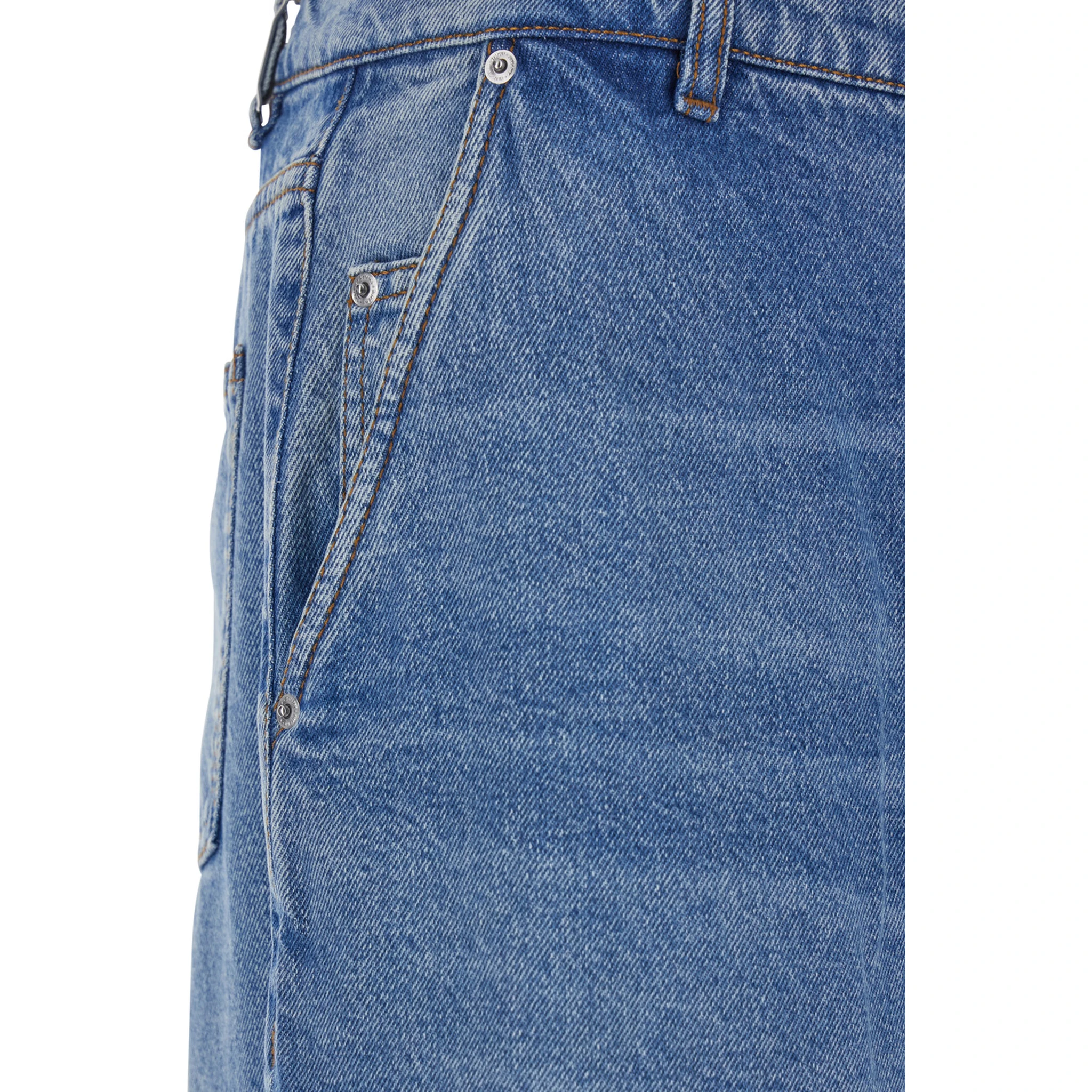 Blue Jeans with Belt Loops and Wide Leg in Denim Man