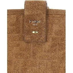 Beige Knee-High Boots with All-Over Embossed FF Motif in Suede Woman