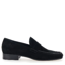Black Pull-On Loafers in Suede Woman