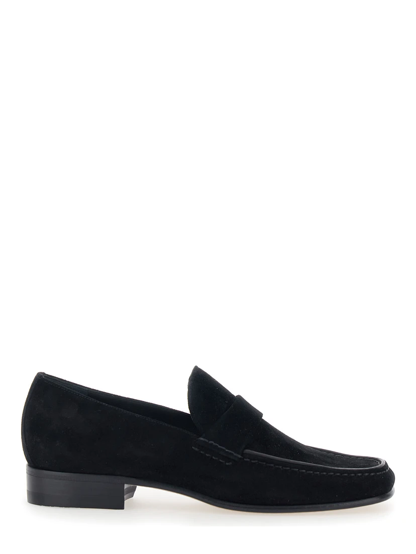 Black Pull-On Loafers in Suede Woman