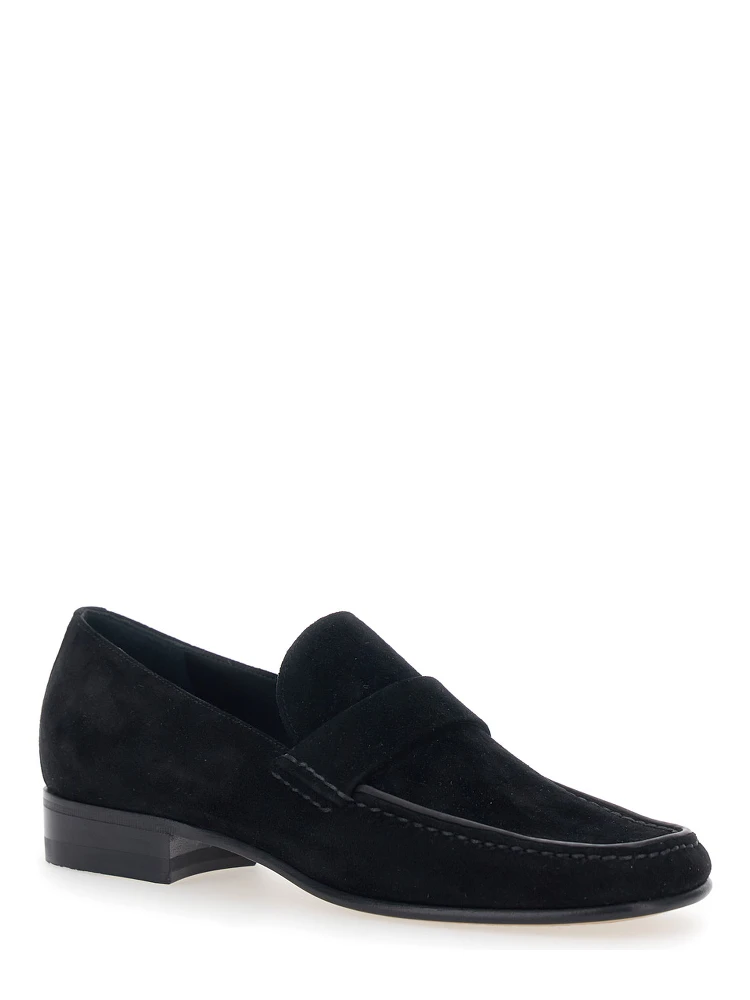 Black Pull-On Loafers in Suede Woman alternative