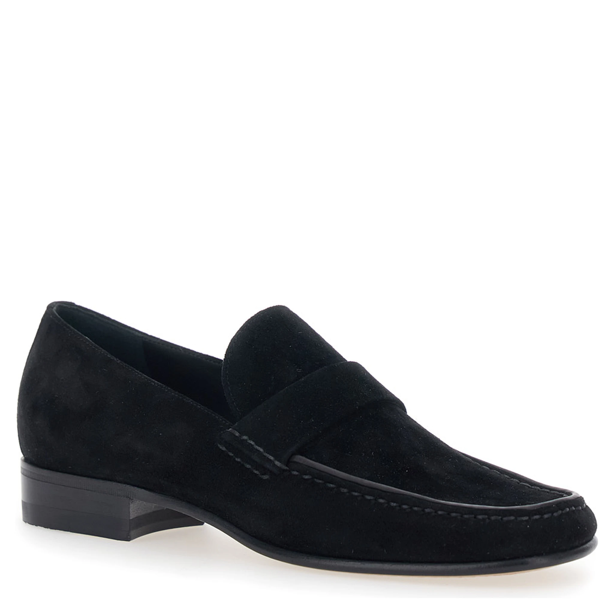 Black Pull-On Loafers in Suede Woman