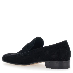 Black Pull-On Loafers in Suede Woman
