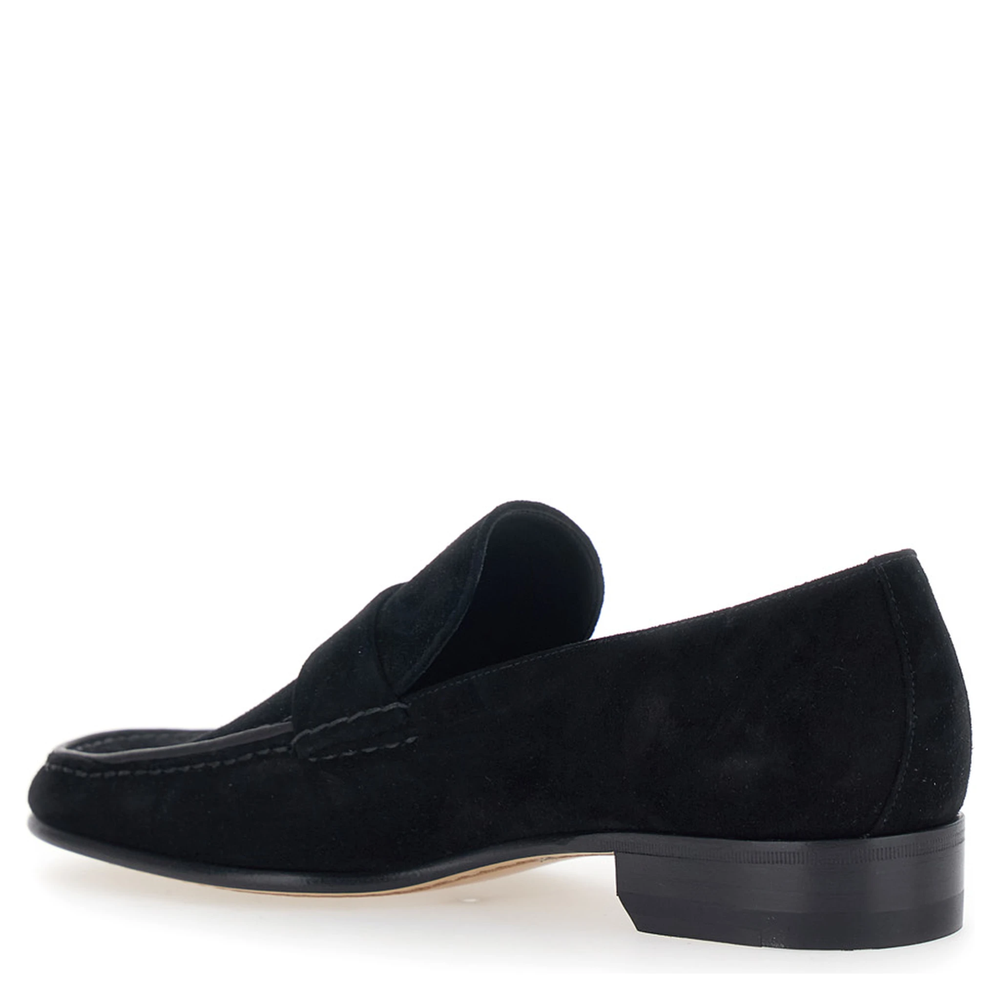 Black Pull-On Loafers in Suede Woman