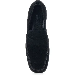 Black Pull-On Loafers in Suede Woman