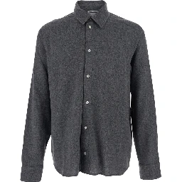 Adriel Grey Shirt with Classic Collar in Wool Blend Man