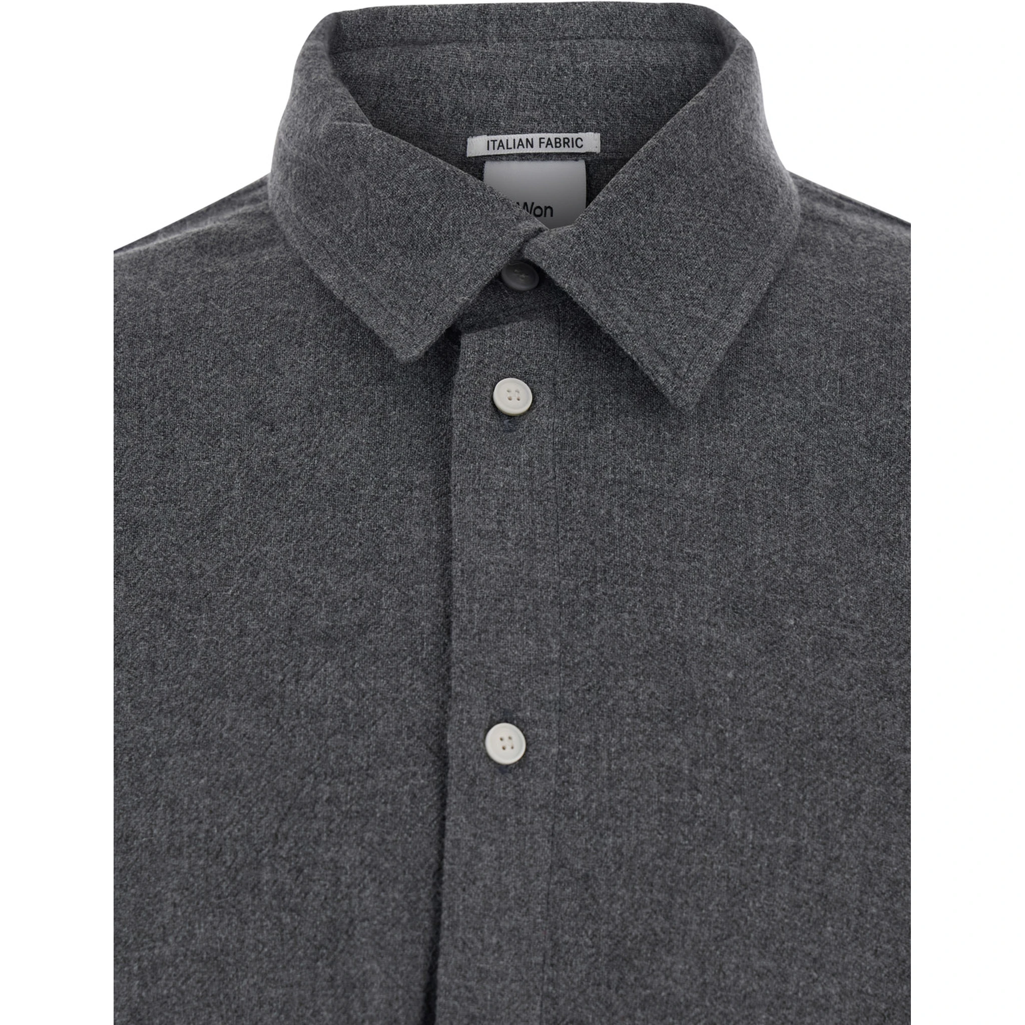 Adriel Grey Shirt with Classic Collar in Wool Blend Man