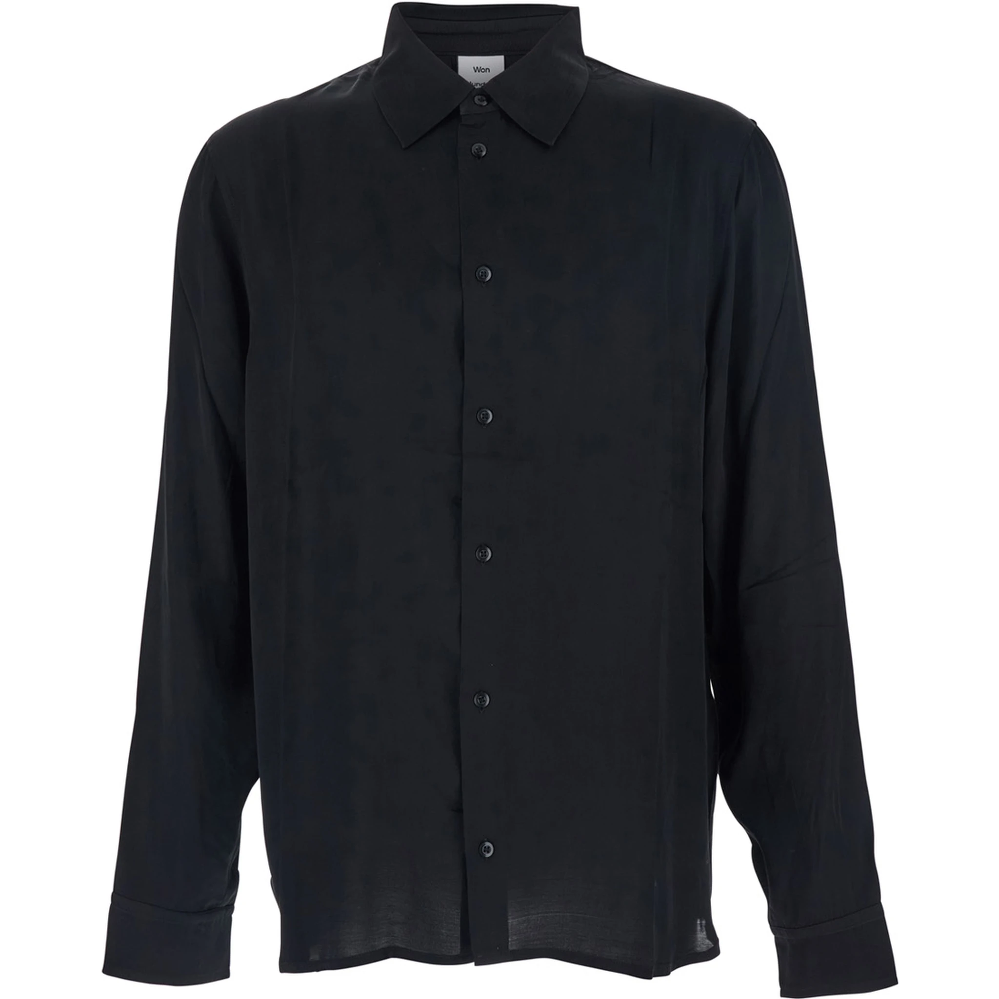 Adriel Black Shirt with Classic Collar in Viscose Blend Man