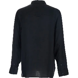 Adriel Black Shirt with Classic Collar in Viscose Blend Man
