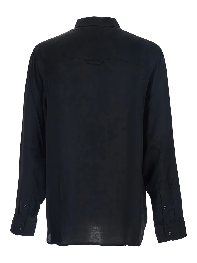 Adriel Black Shirt with Classic Collar in Viscose Blend Man alternative