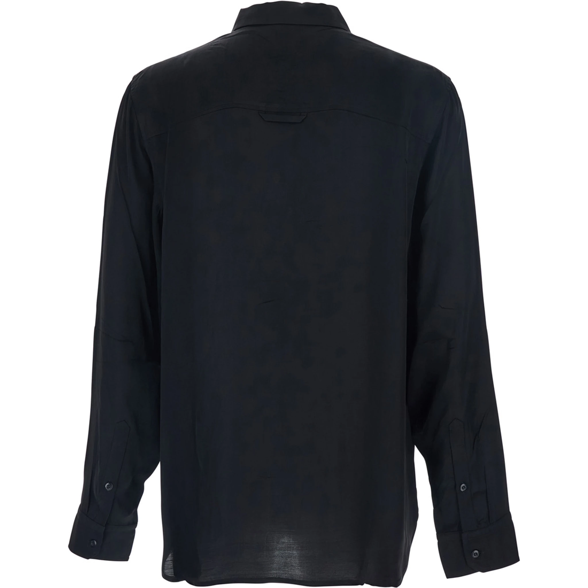 Adriel Black Shirt with Classic Collar in Viscose Blend Man