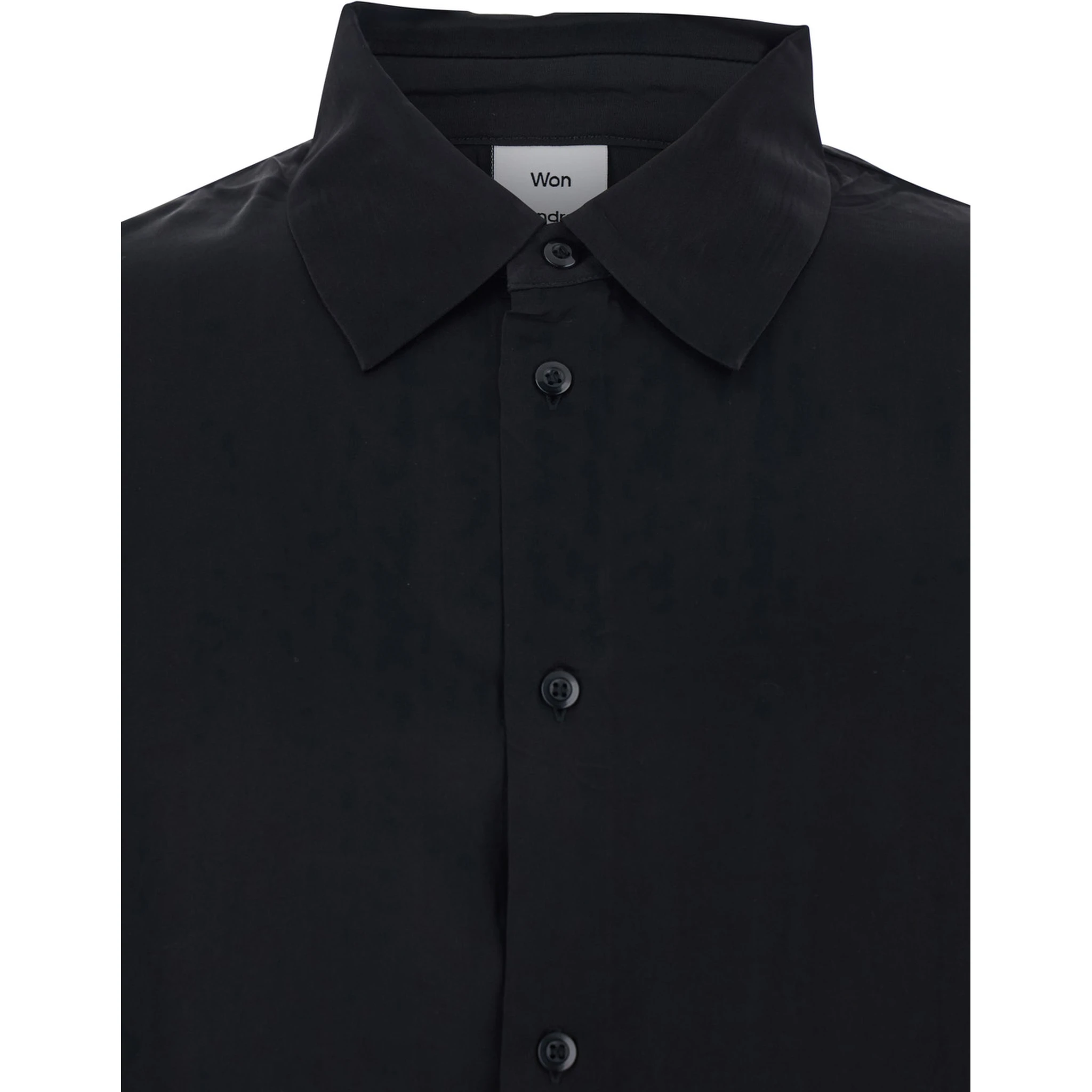 Adriel Black Shirt with Classic Collar in Viscose Blend Man