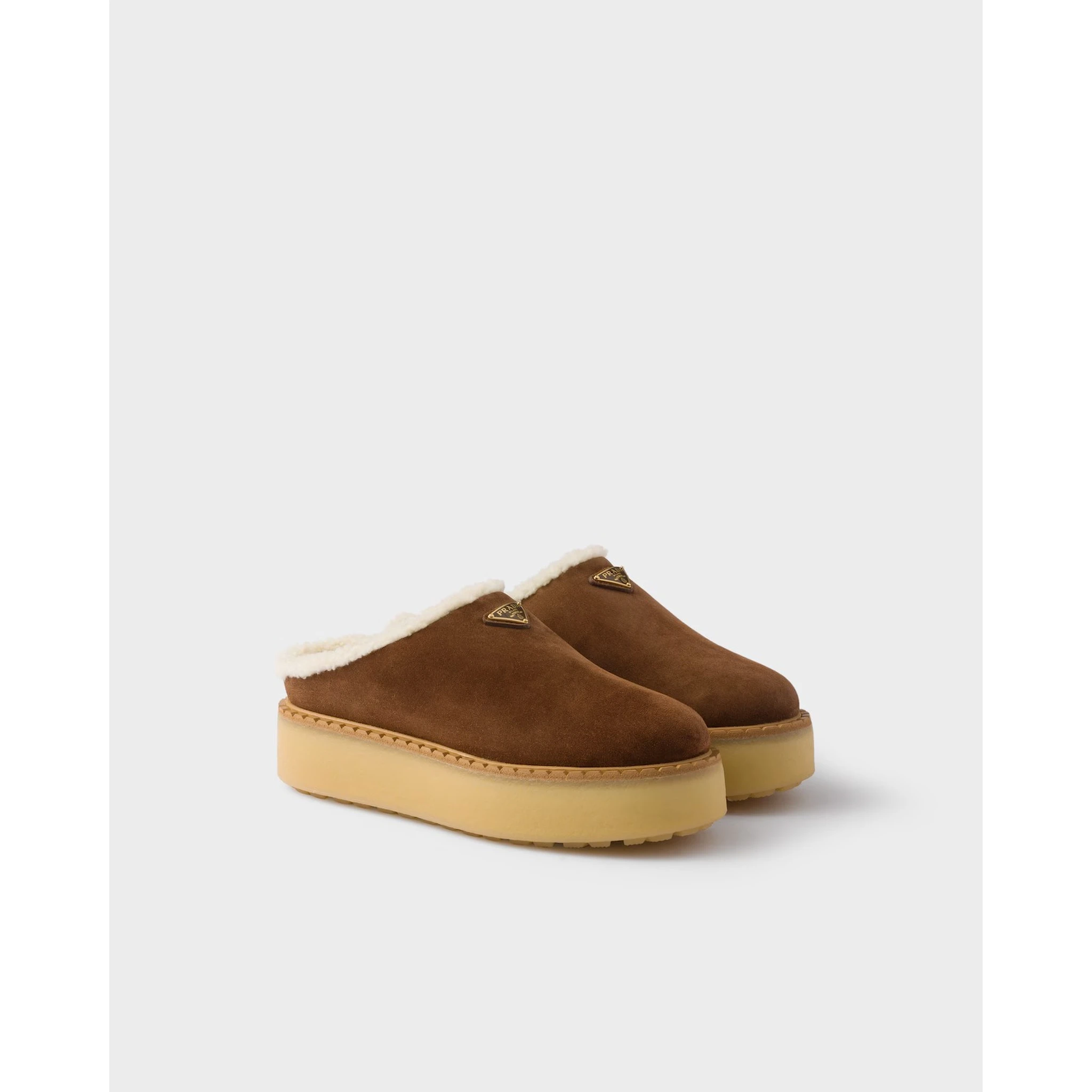 Suede leather slides