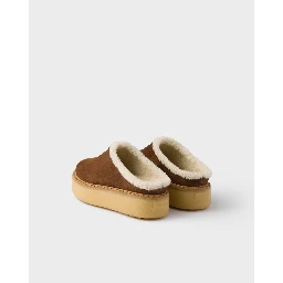 Suede leather slides