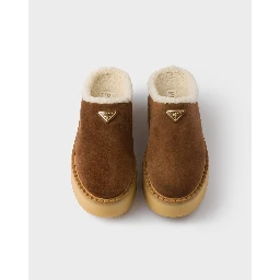 Suede leather slides