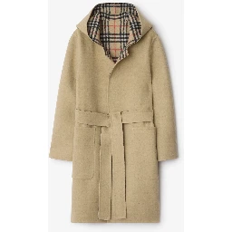 Reversible hoodie coat in wool
