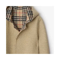 Reversible hoodie coat in wool