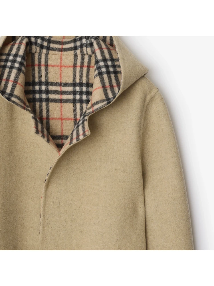 Reversible hoodie coat in wool alternative