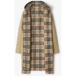 Reversible hoodie coat in wool