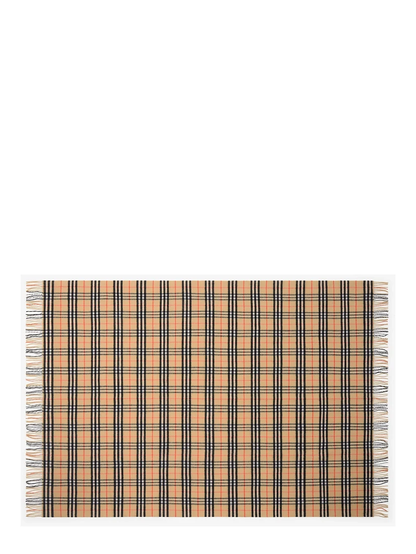 Wool and cashmere blanket with check pattern