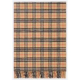 Wool and cashmere blanket with check pattern