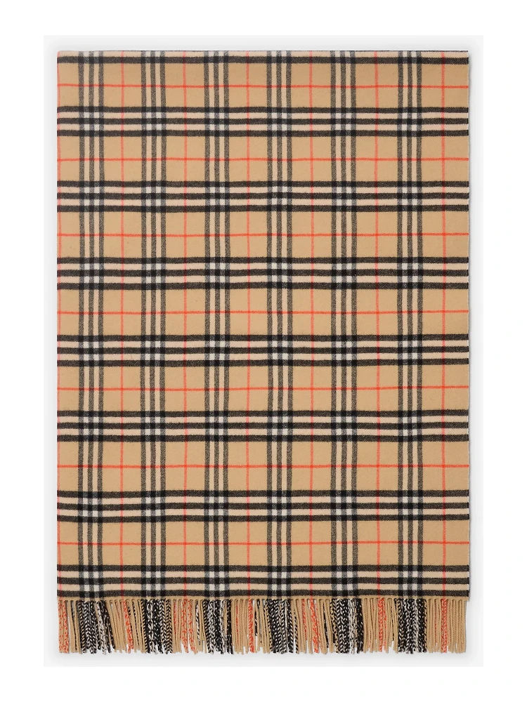 Wool and cashmere blanket with check pattern alternative