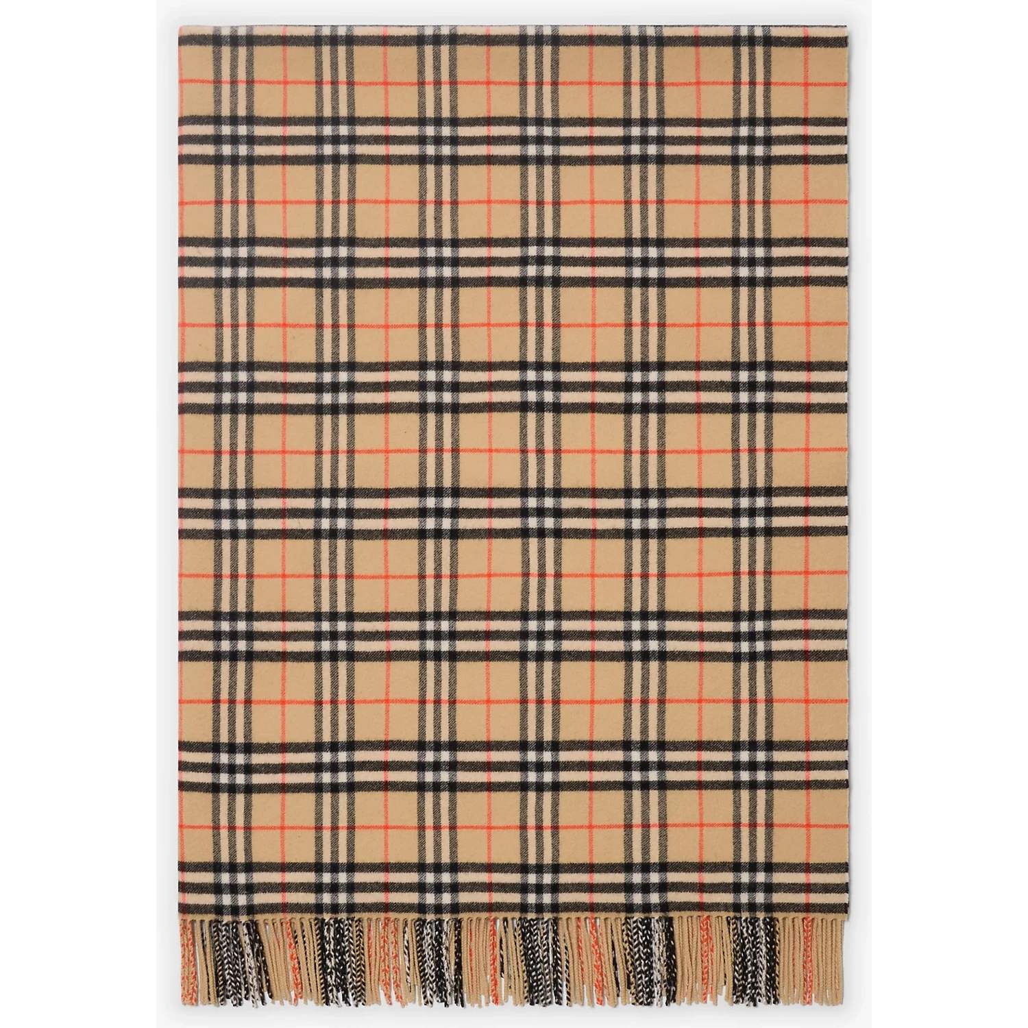 Wool and cashmere blanket with check pattern