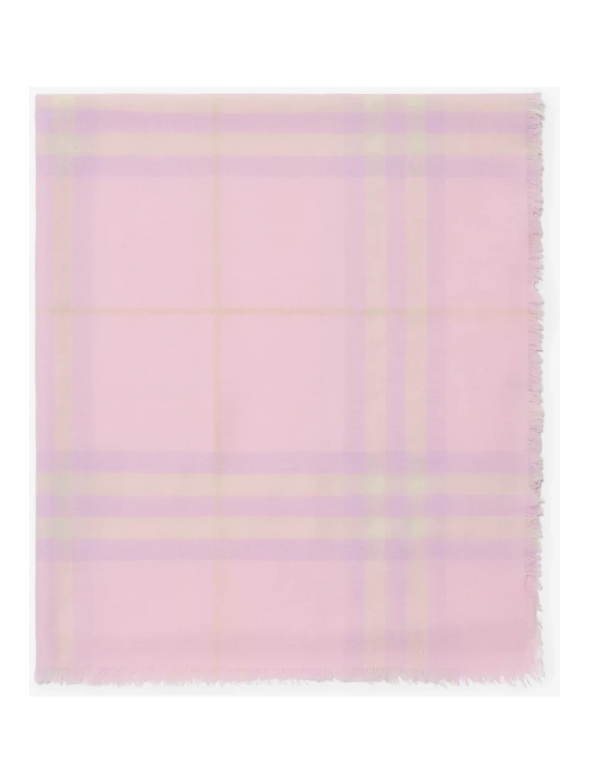 Wide wool scarf with Check pattern