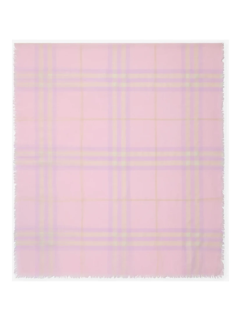 Wide wool scarf with Check pattern